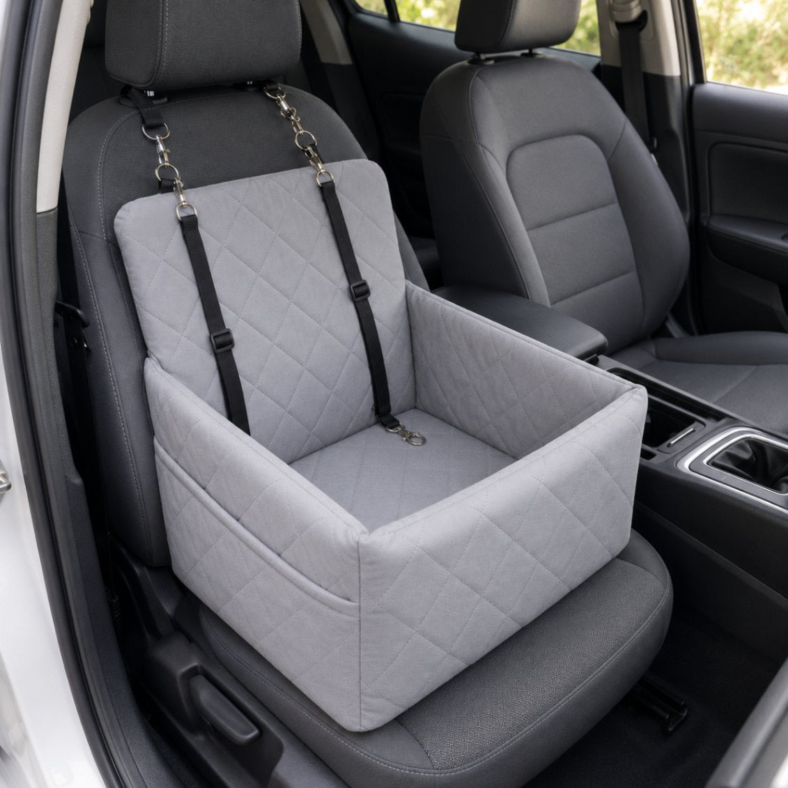 Booster seat installed in front seat