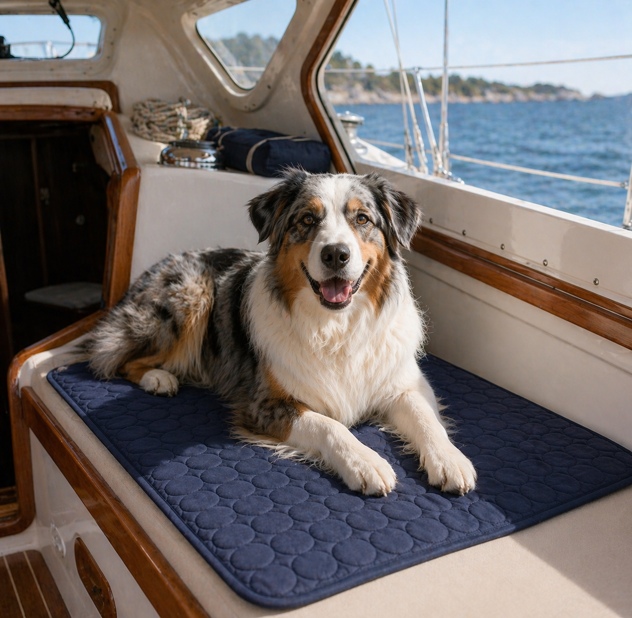 Australian Shepherd on CanisCool Cooling Mat
