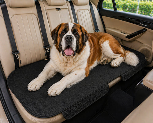 St Bernard on black CanisCool double Cooling Seat